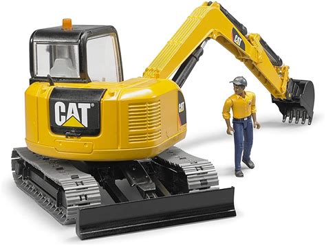 bruder cat mini excavator with worker|bruder caterpillar toys.